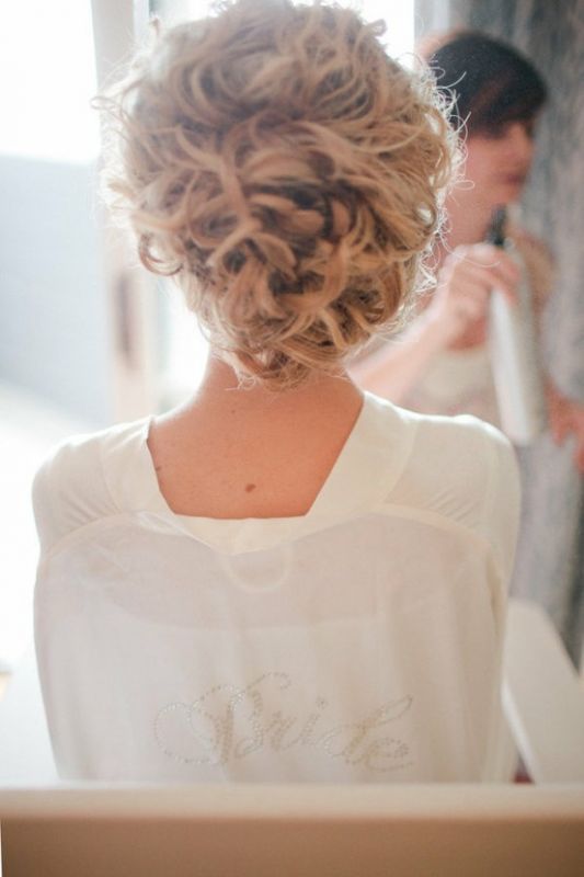 curly hair bride updo