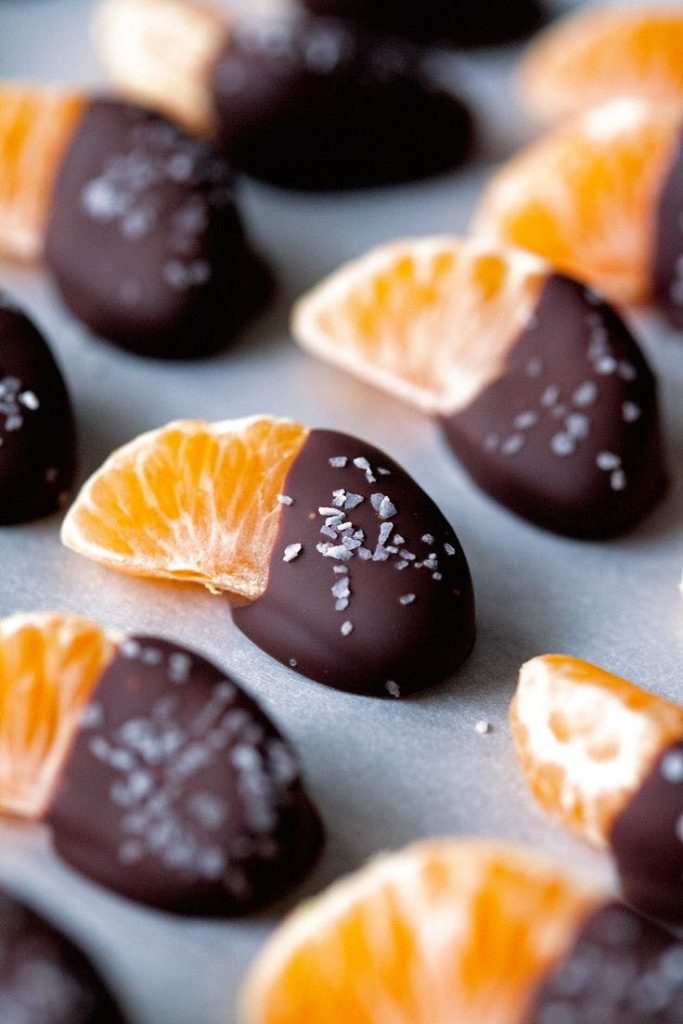 Salted Chocolate-Dipped Mandarin Oranges from