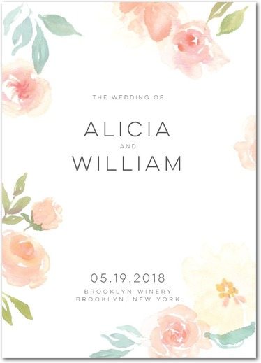wedding program with floral design