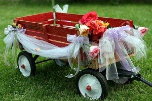 Little Red Wagon Decorated for a Wedding