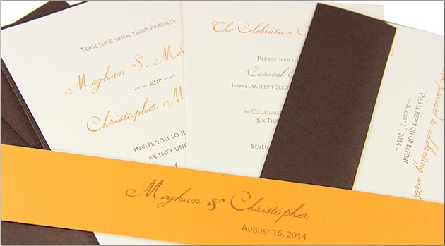 DIY orange and brown invitation suite