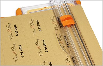 cut invitation tags from cards tock using paper trimmer