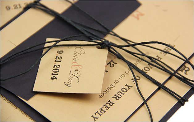 Wedding invitation suite with personalized tag