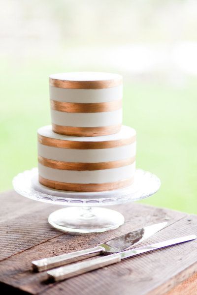 Gold Striped Wedding Cake