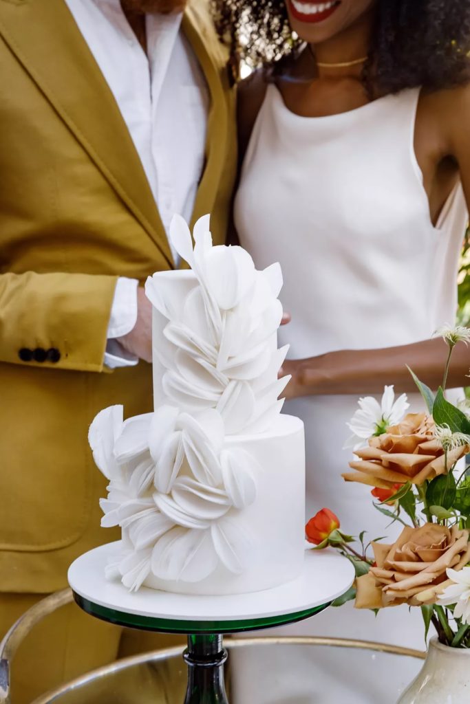 elegant white tiered wedding cake