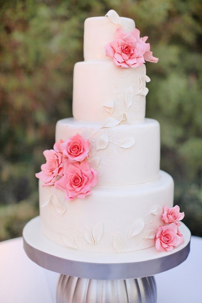 hot pink wedding cake