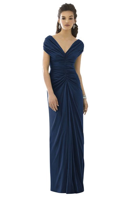 Full Length Navy Blue Bridesmaids Gowns