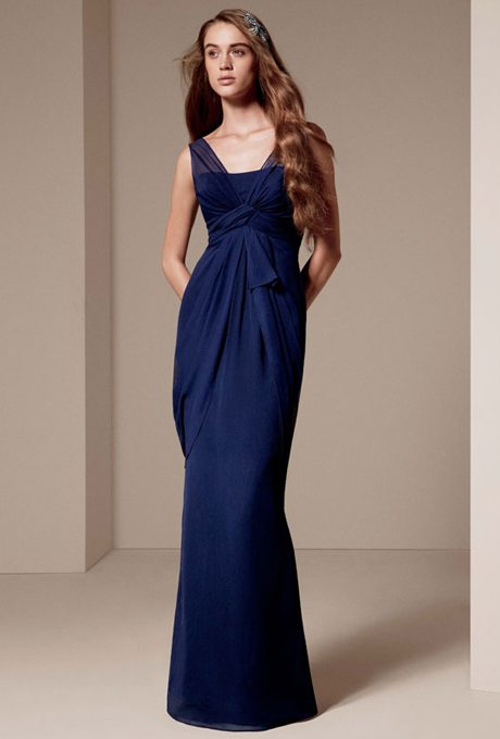 Full Length Navy Blue Bridesmaids Gowns