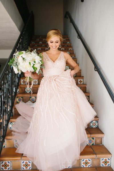 Blush Wedding Gown, Real Bride