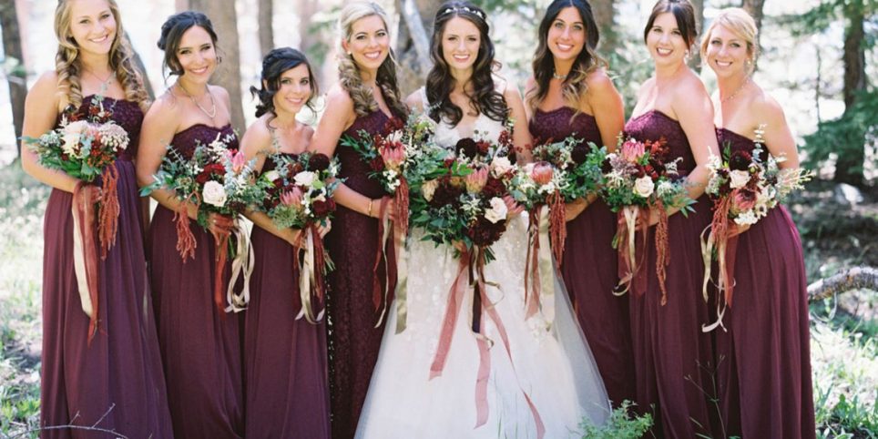 Bride and Bridesmaids in the Fall
