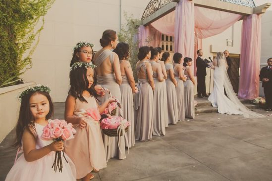 Line of Bridesmaids beside Bride