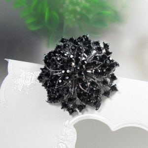 black crystal bridal brooch