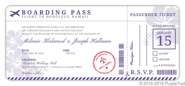 PurpleTrail Boarding Pass Invitation