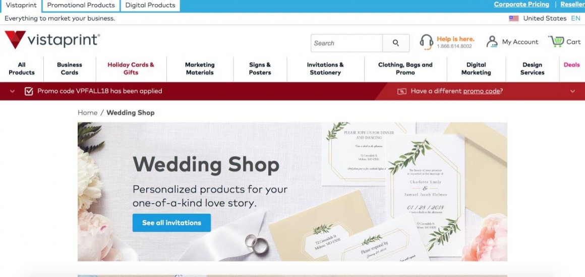 Vistaprint online stationery store