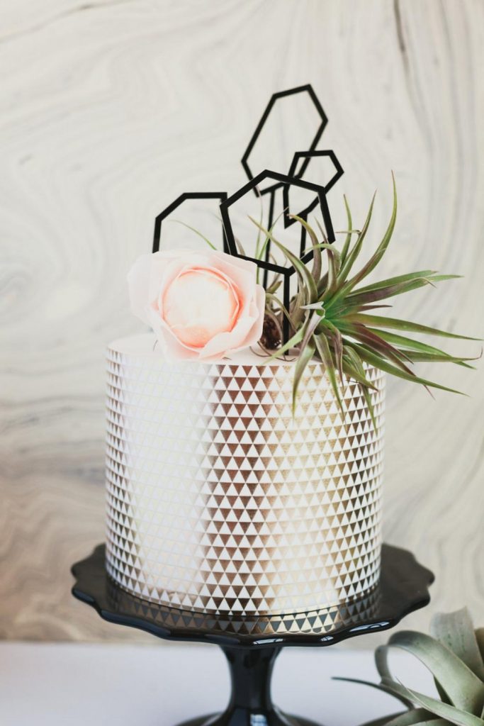 modern geometric wedding cake topper