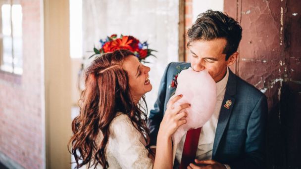 cotton candy wedding photo