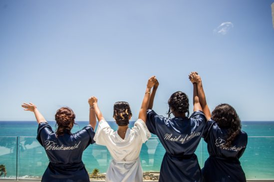Bridesmaids celebrating