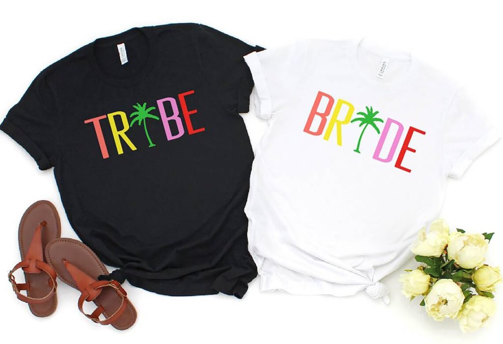 black and white custom t shirts for destination bachelorette party