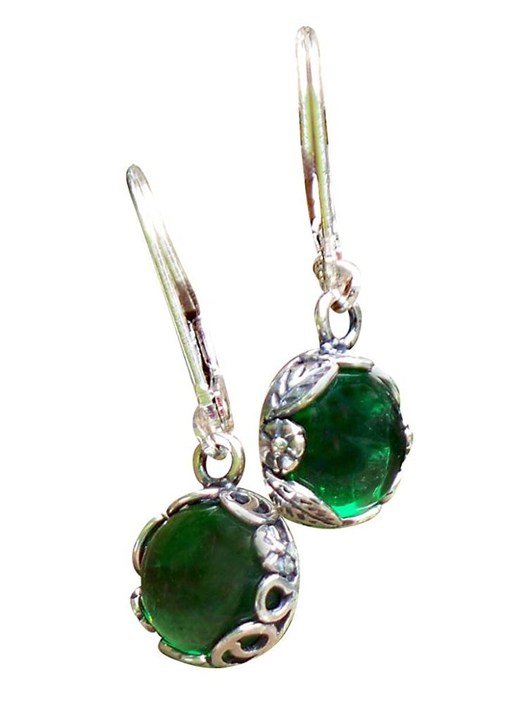 Recycled Vintage green beer glass earrings