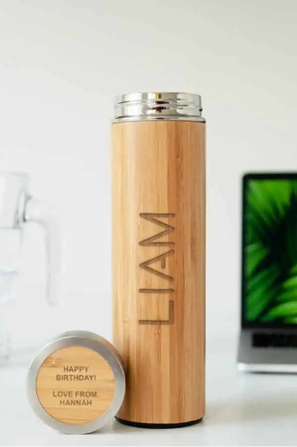 Stylish and sleek eco-friendly wooden bamboo flask