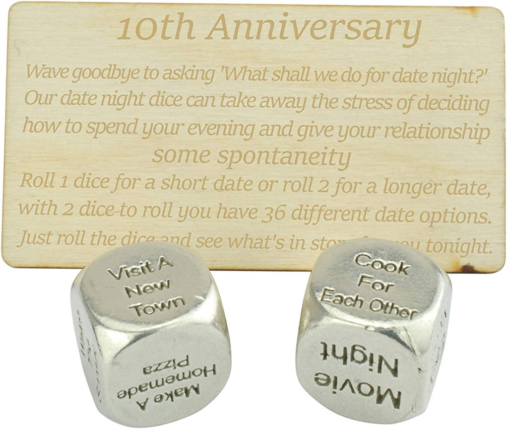 10th Anniversary Gifts Tin Date Night Dice