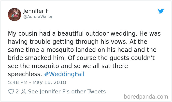  Twitter caption about bride smacking groom in face during ceremony