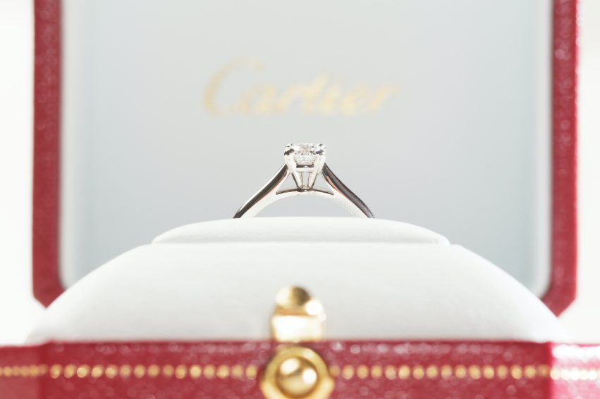 Closeup of wedding ring in box