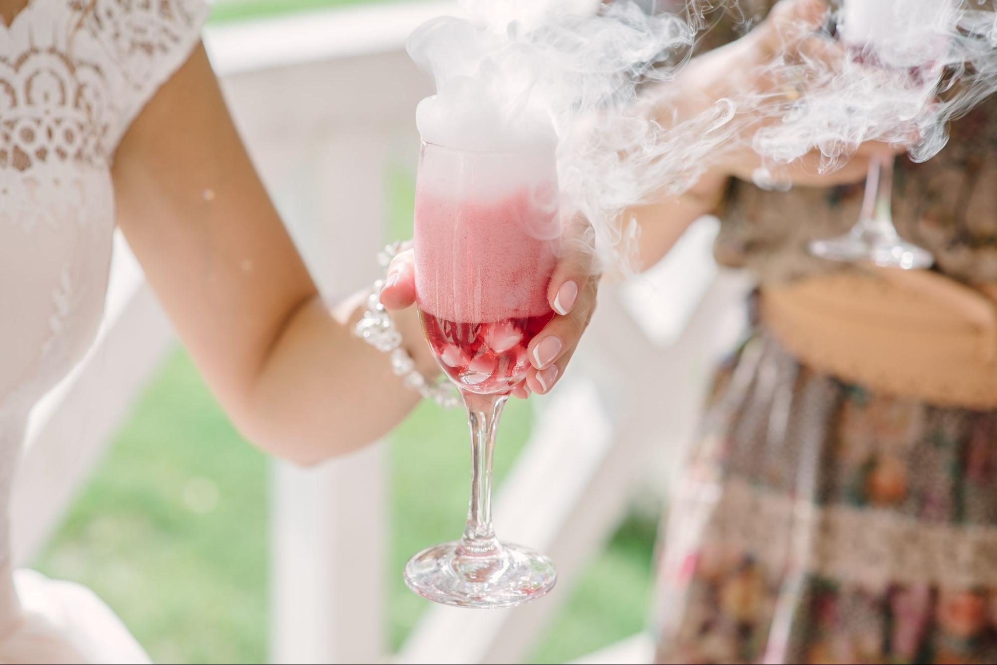 pink cocktail drink at wedding