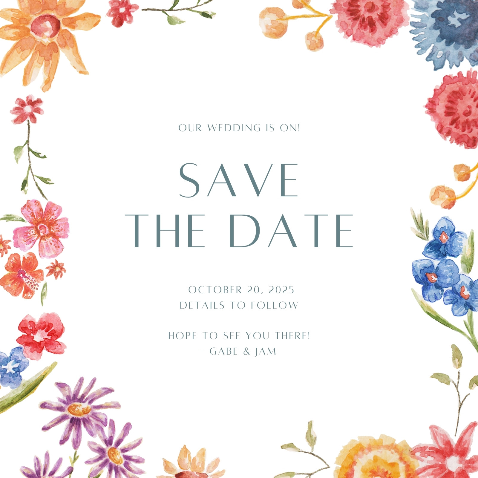 Colorful Spring Canva Wedding Invitation Template