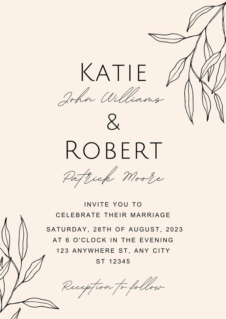 Simple Botanical Canva Wedding Invitation Template