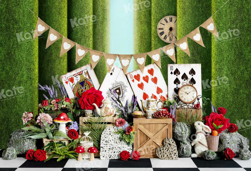 Card-themed backdrop with Spring decorations